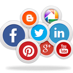 Sociale medier - facebook, pinterest, picasa, google+, youtube, twitter, linkedin, blogspot ikoner